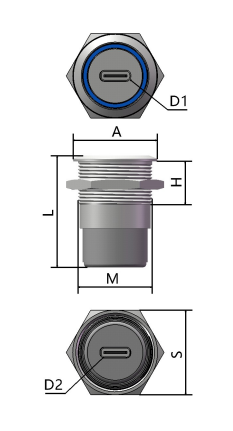 GBU3-C22C-ANB dimension drawing from selection manual