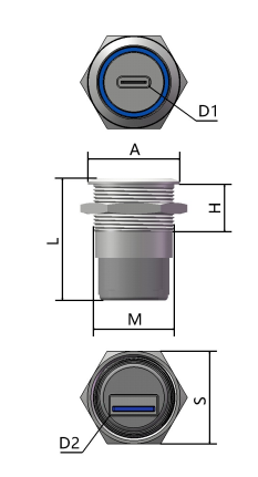 GBU3-C22M-ANB dimension drawing from selection manual