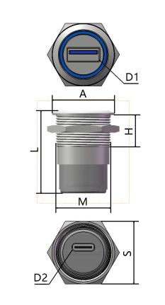 GBU3-M22C-ANB dimension drawing from selection manual