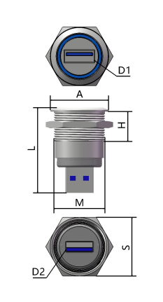 GBU3-M22G-ANB dimension drawing from selection manual