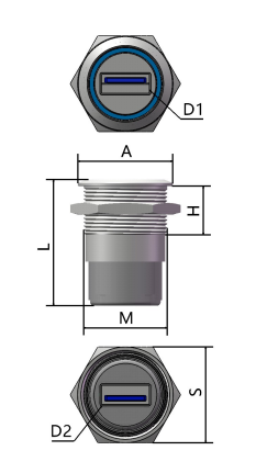 GBU3-M22M-ANB dimension drawing from selection manual