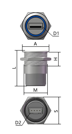 GBU2-M22S-ANB dimension drawing from selection manual